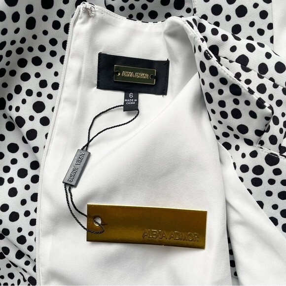 NWT Alexia Admor Dress White Black Polka Dots Cap Sleeve Sheath Women’s Size 6 - Picture 11 of 16